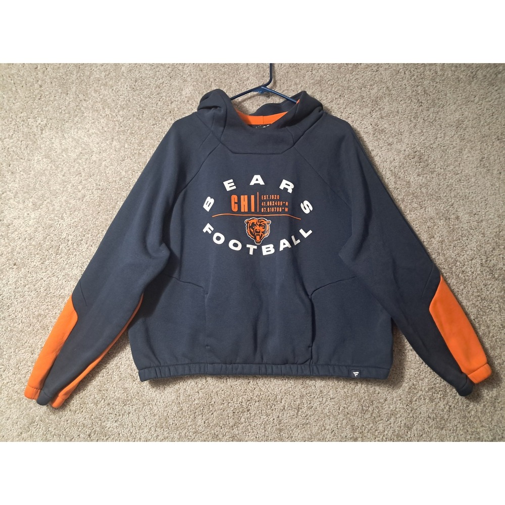 Fanatics Chicago Bears Hoodie Womens XL Navy Blue Colorblock Pullover